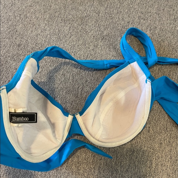 2Bamboo Blue Halter Bikini Top 32-34DD - Picture 2 of 3